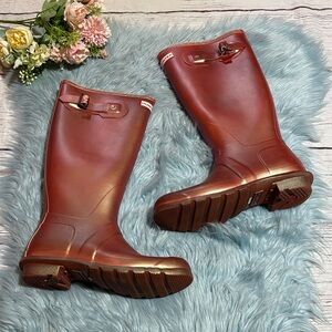 Hunter Pink Iridescent Metallic Original Tall Rain Boots sz 10